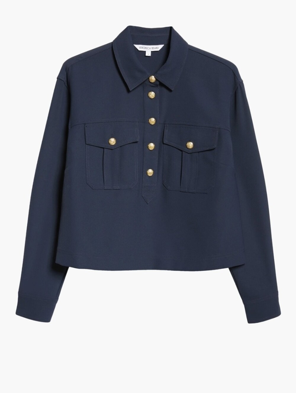 Veronica Beard Colvin top Long Sleeve Collared Pullover Navy Jacket Size 12